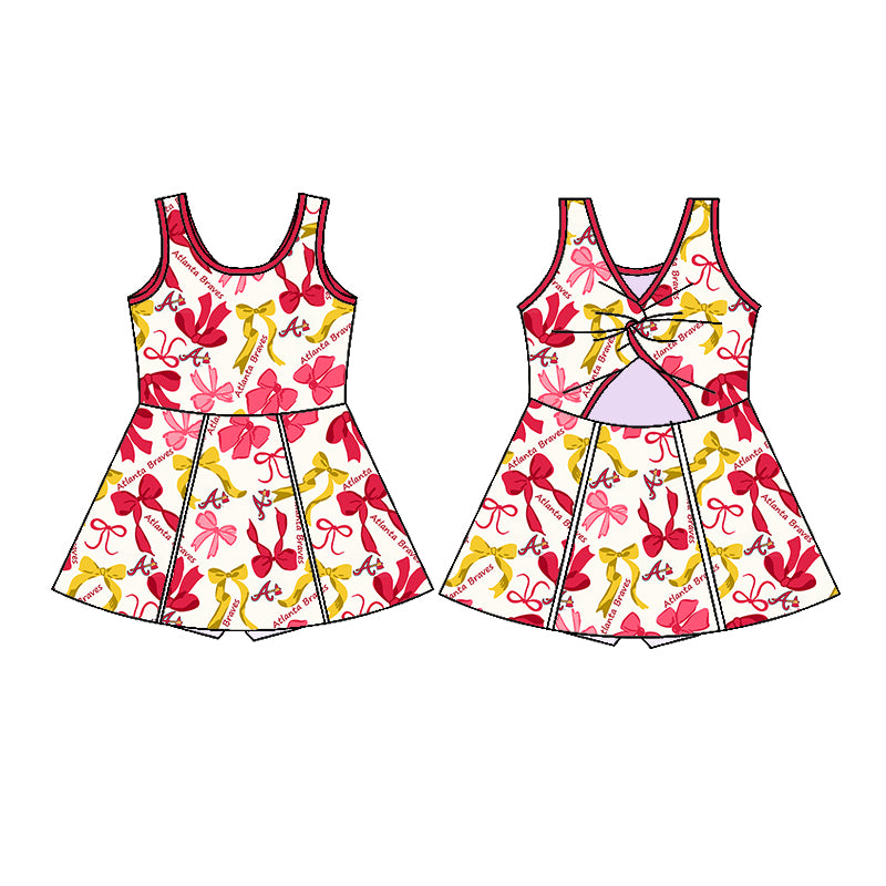 Preorder (moq 5)Baby Girls Sleeveless Pink Yellow Bows Plaid A Shorts Team Knee Length Dresses