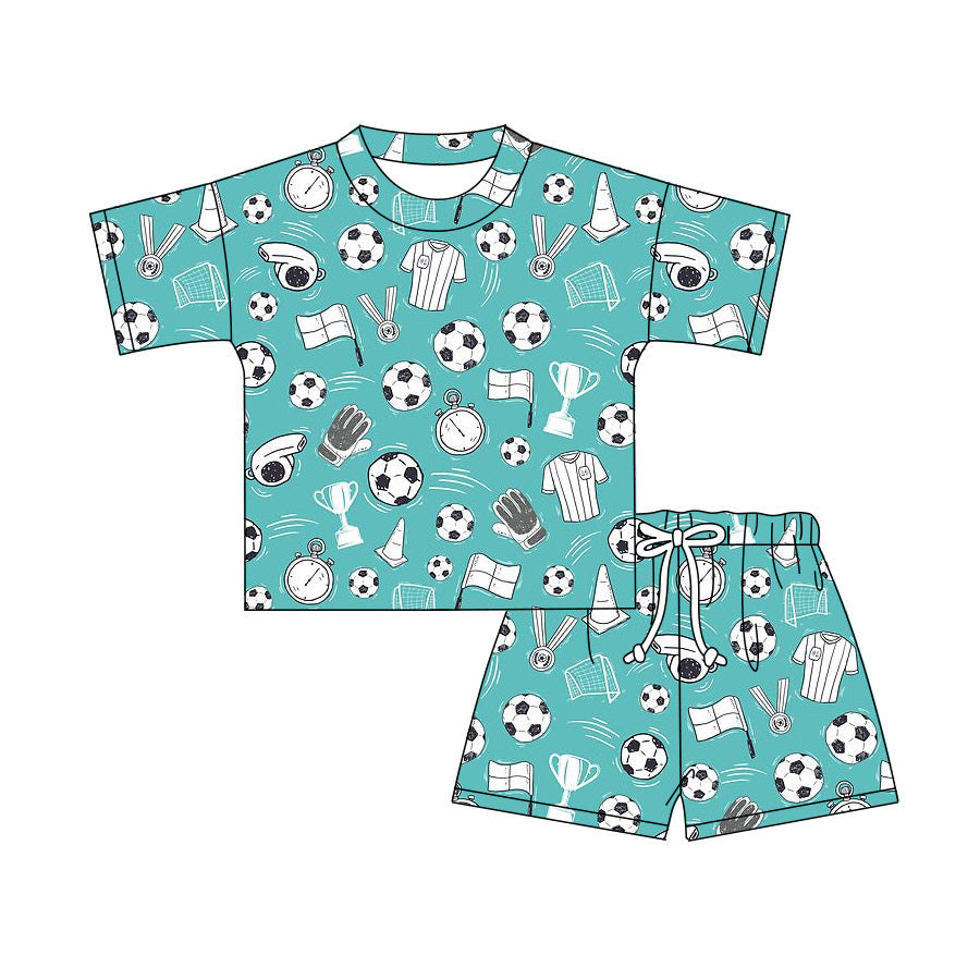 Preorder (moq 5)Baby Boys Girls Footballs Top Short Team Slouchy Clothes Sets
