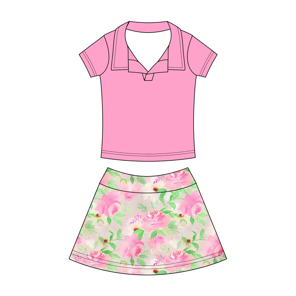 Preorder (moq 5)Baby Girls Button Pullovers Top Colorful Flowers Skirt Shorts Clothes Set