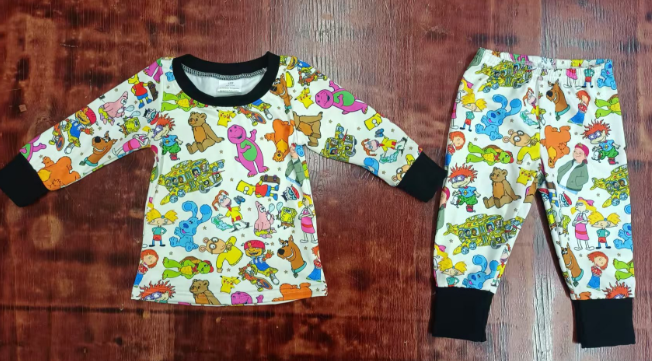 Preorder moq 5 Baby Boys Long Sleeves Cartoon Animals Top Pant Pajamas Set