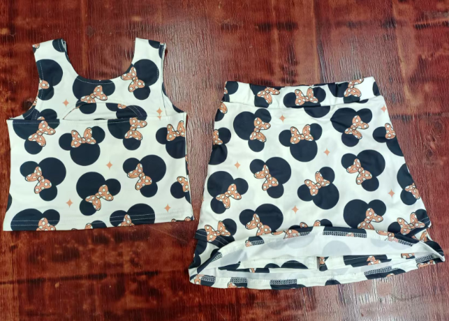 Preorder moq 5 Baby Sleeveless Cartoon Mouse Top Skorts Set