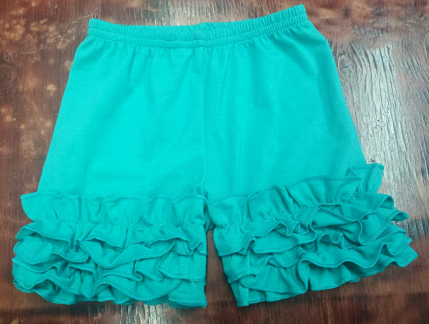 Preorder moq 5 Baby Girls Green Ruffle Summers Shorts Bottoms