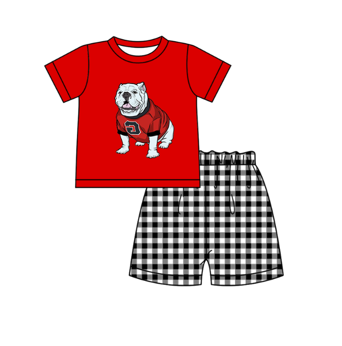 Preorder moq 5 Baby Boys Bulldogs Top Checked Short Team Clothes Set
