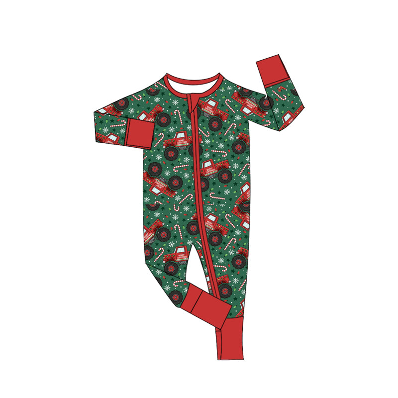 Preorder(moq5) Baby Christmas Santa Print Long Sleeve Romper Newborn Cotton One-Piece Bodysuit