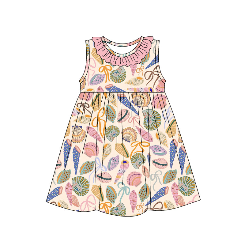 Preorder (moq 5)Baby Girls Sleeveless Colorful Bows Shell Knee Length Dress