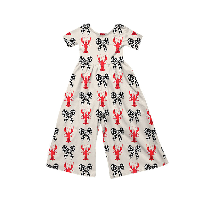 Preorder(moq 8)Baby Girls Black Checked Bows Crayfishes Pant Jumpsuits