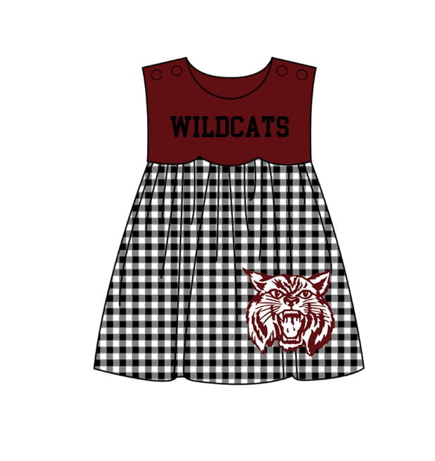 Preorder moq 5 Baby Girls Sleeveless Wildcats Team Knee Length Dresses