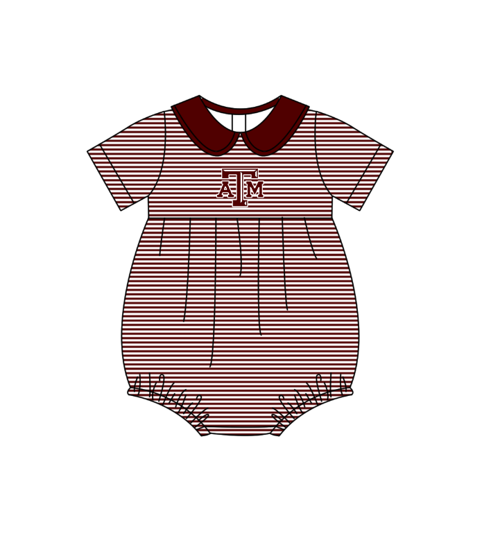 Preorder (moq 5)Baby Girls Short Sleeve ATM Team Ruffle Rompers