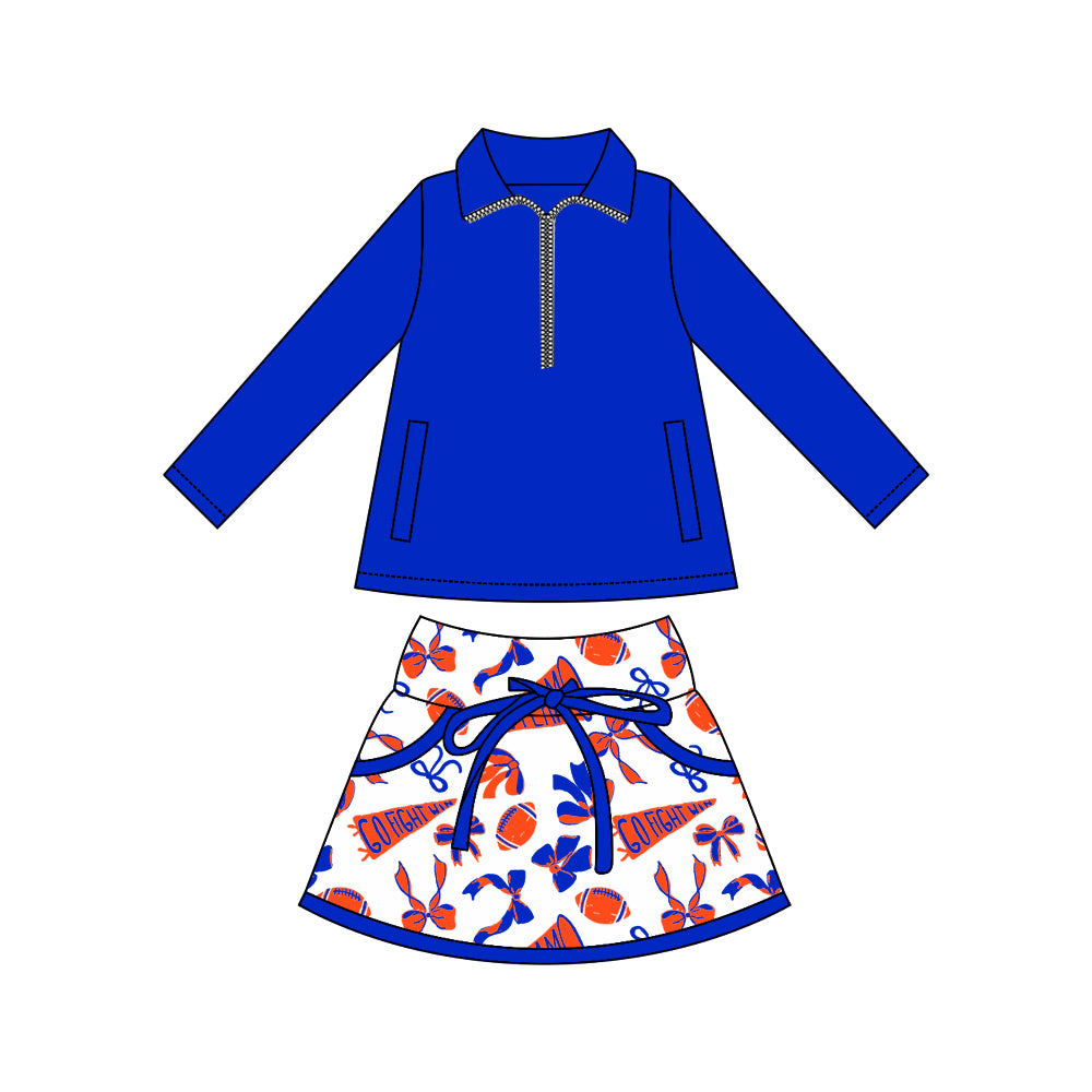 Preorder moq 5 Baby girls Royal Pullover team Tee Shirts Skorts Clothes Sets
