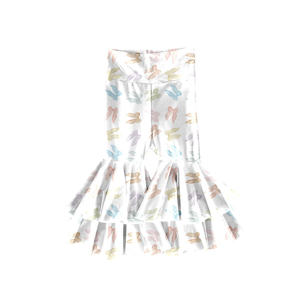 Preorder(moq 5) Baby Girls Colorful Bows Ruffle Bell Bottom Pants