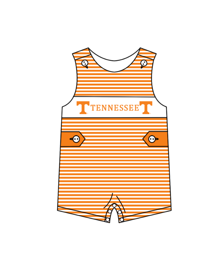 preorder(moq 5) Baby Boys Orange Sleeveless Tennessee Team Stripe Rompers