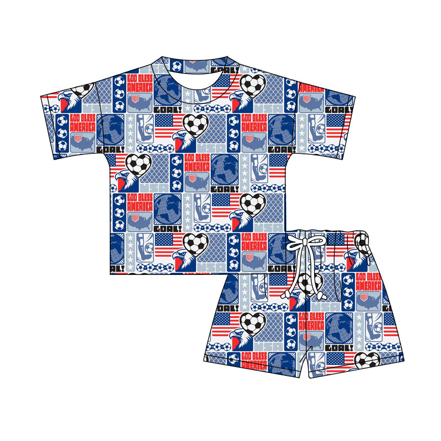 Preorder (moq 5)Baby Boys Girls Hearts Footballs Top Short Team Slouchy Clothes Sets