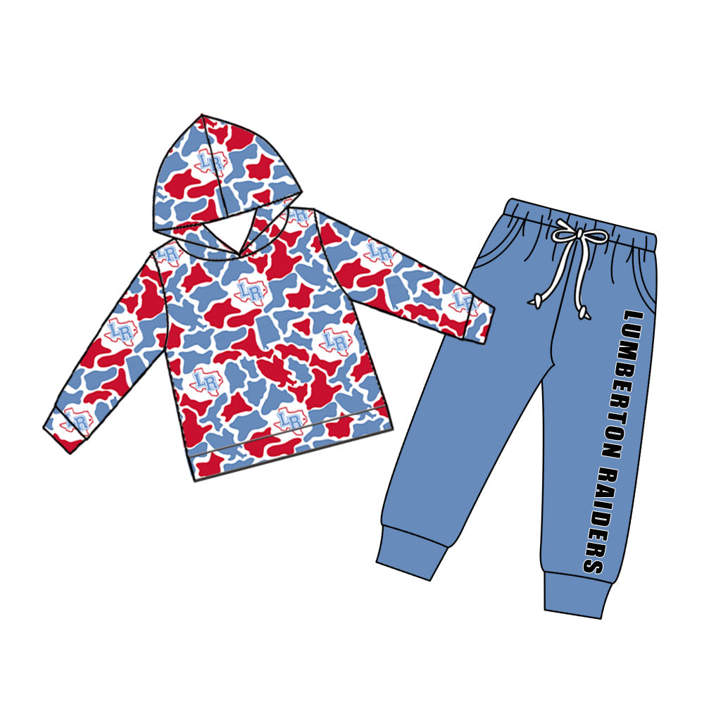Preorder (moq 5)Baby Boys Colorful Camo Hoodies Top Pockets Jogger Team Clothes Set