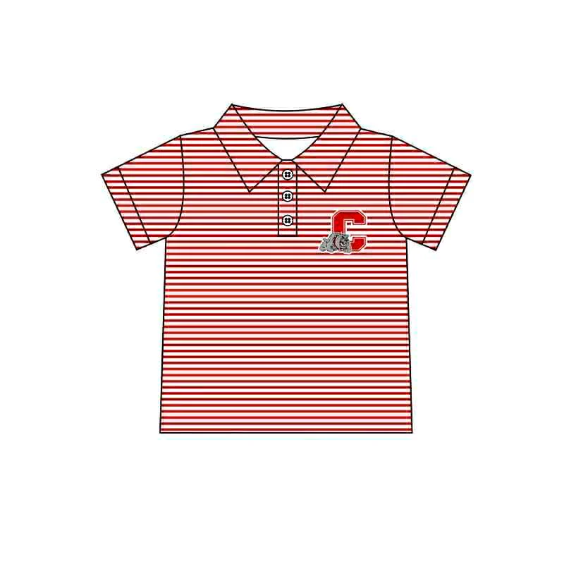 Preorder(moq 5) Baby Boys Red Dog Team Short Sleeve Tee Pullovers Shirts Tops