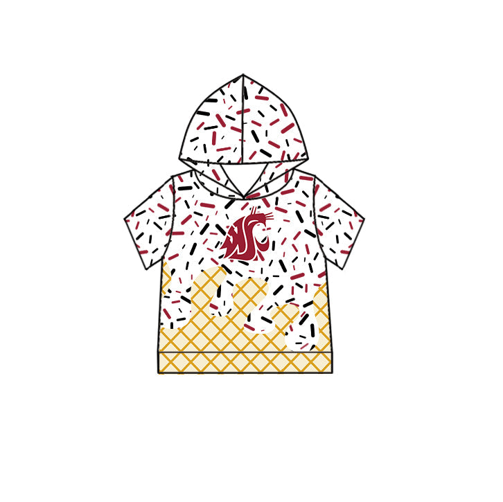 Preorder (moq 5)Baby Boys Drip Sprinkles WSU Cougar Team Short Sleeves Hoodies Top