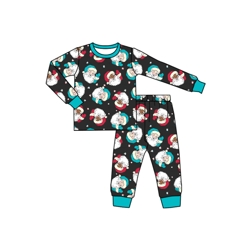 Preorder (moq 5)Baby Boys Long Sleeves Santa Stars Plaid Top Pant Pajamas Set