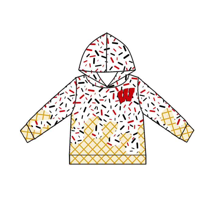 Preorder (moq 5)Baby Boys Long Sleeves Red W Drip Team Hoodies Top