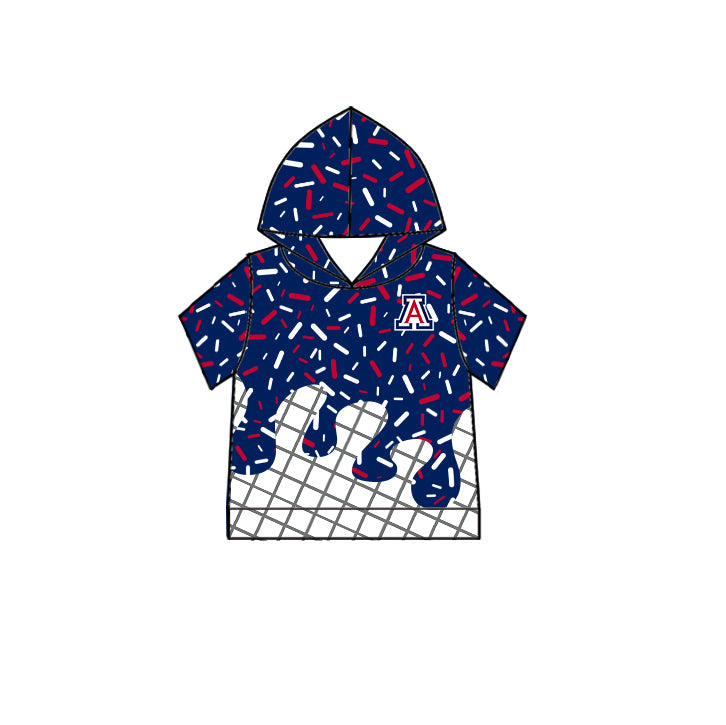Preorder (moq 5)Baby Boys Short Sleeve Hot Blue Sprinkles Arizona Team Hoodies Top