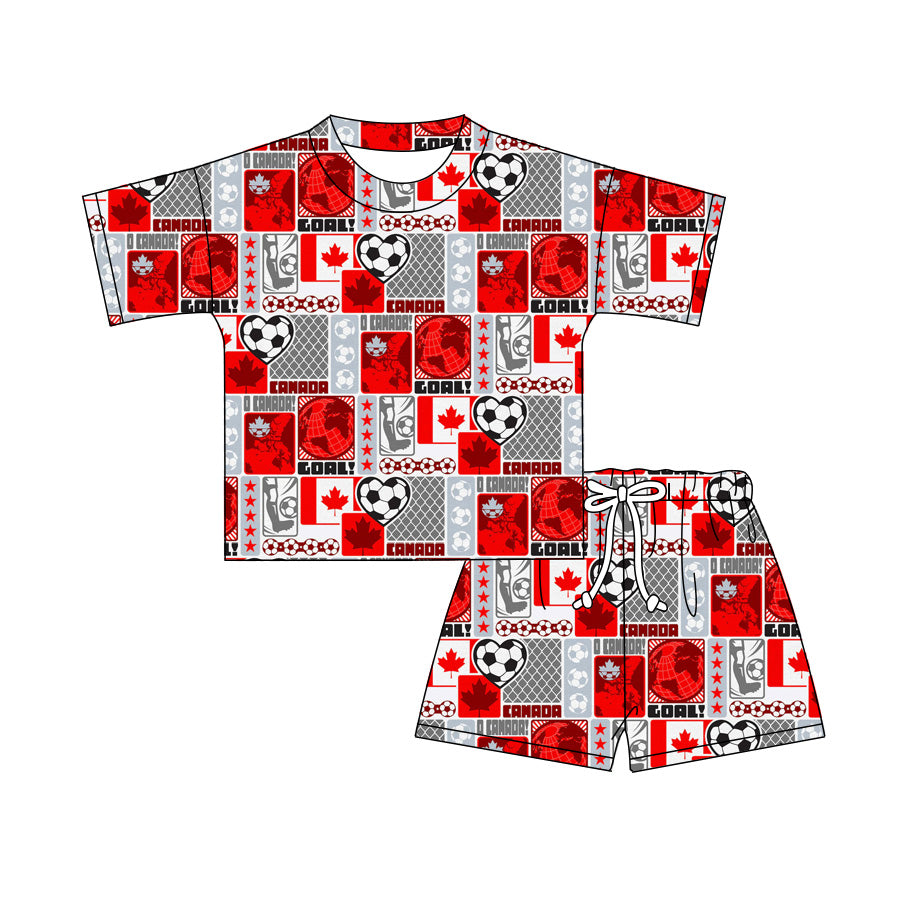 Preorder (moq 5)Baby Boys Girls Hearts Footballs Top Short Team Slouchy Clothes Sets