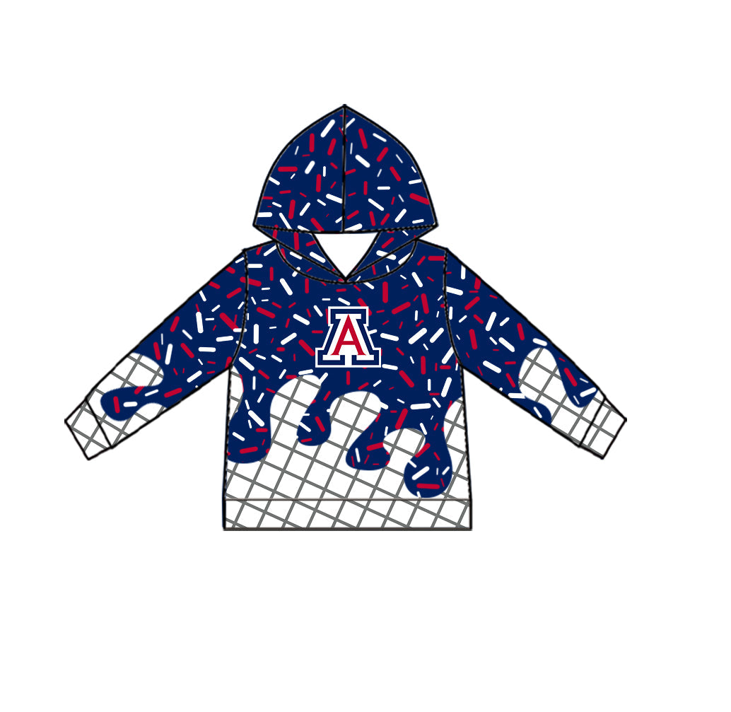 Preorder (moq 5)Baby Boys Long Sleeve Hot Blue Sprinkles Arizona Team Hoodies Top