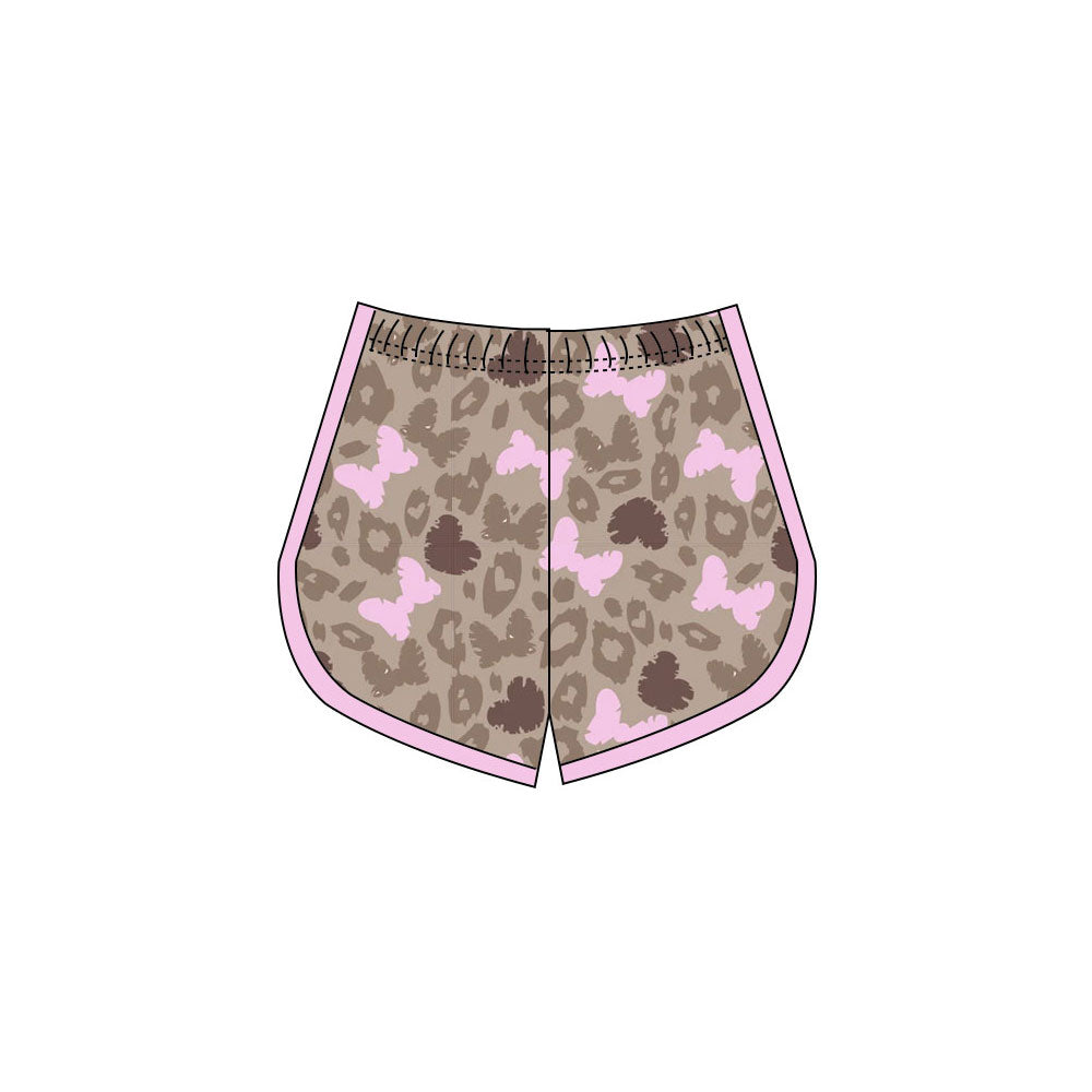 Preorder(moq 8)Baby Girls Brown Leopard Butterfly Shorts Bootoms