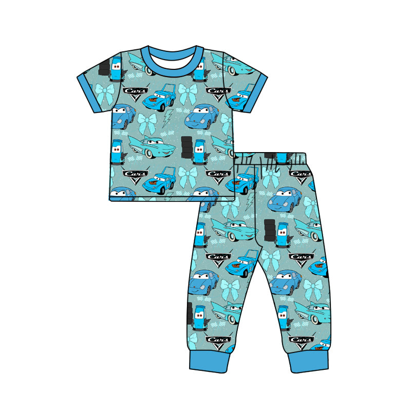 Preorder (moq 5)Baby Girls Cars Bows Shirt Top Pants Pajamas