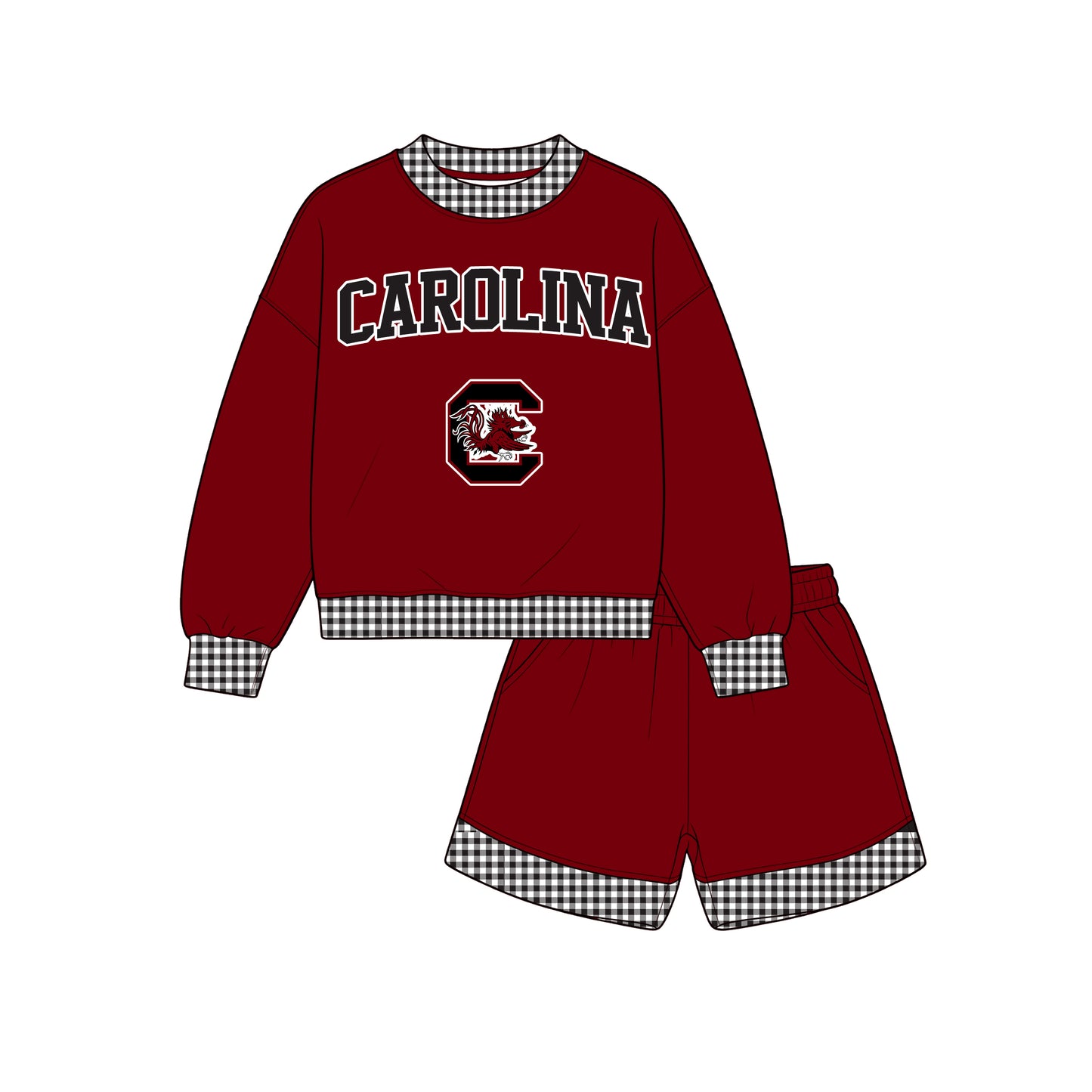 Preorder (moq 5)Baby Girls Carolina Long Sleeve Tops Shorts Clothes Sets