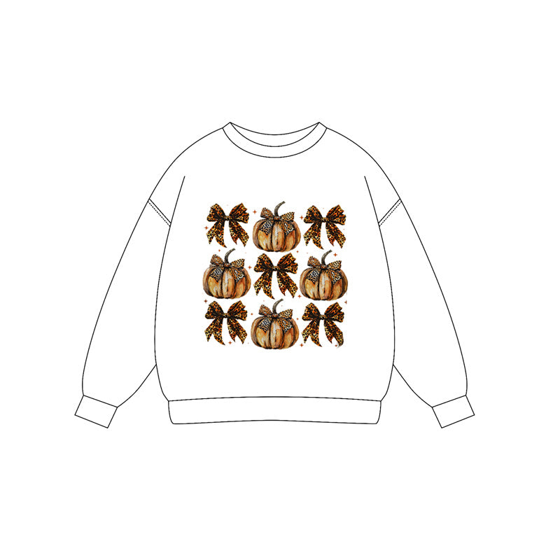 Preorder (moq 5)Baby Girls Long Sleeves Bows Pumpkins Plaid Tee Shirts Top