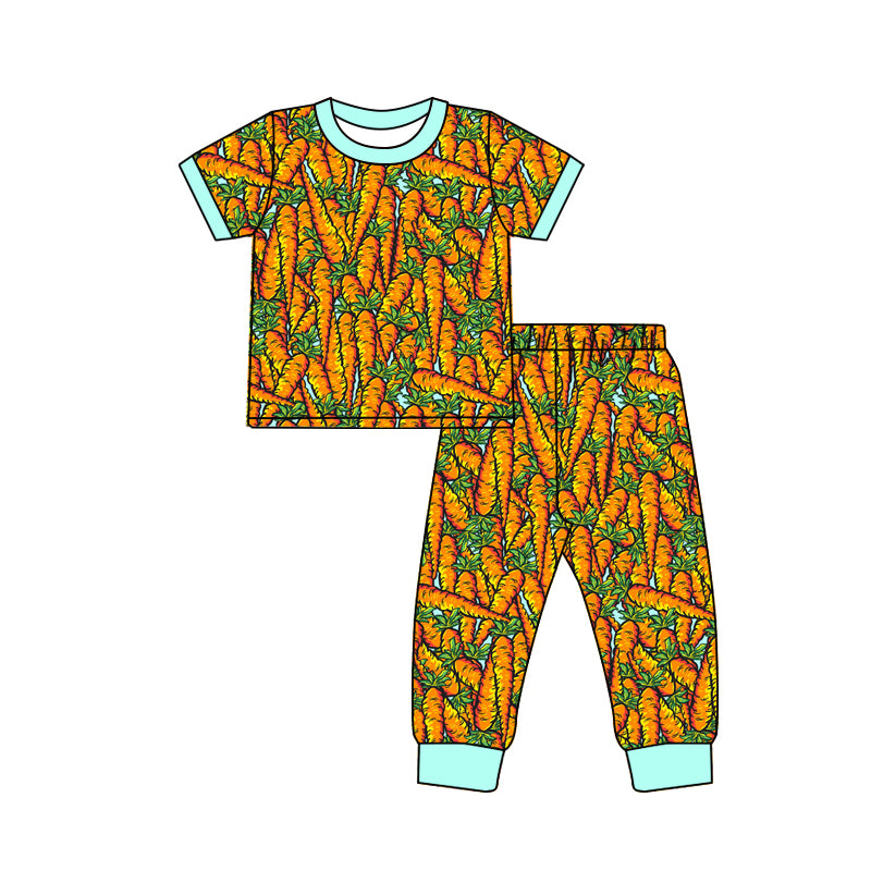 Preorder (moq 5)Baby Boys Carrots Top Pants Easter Pajamas Set
