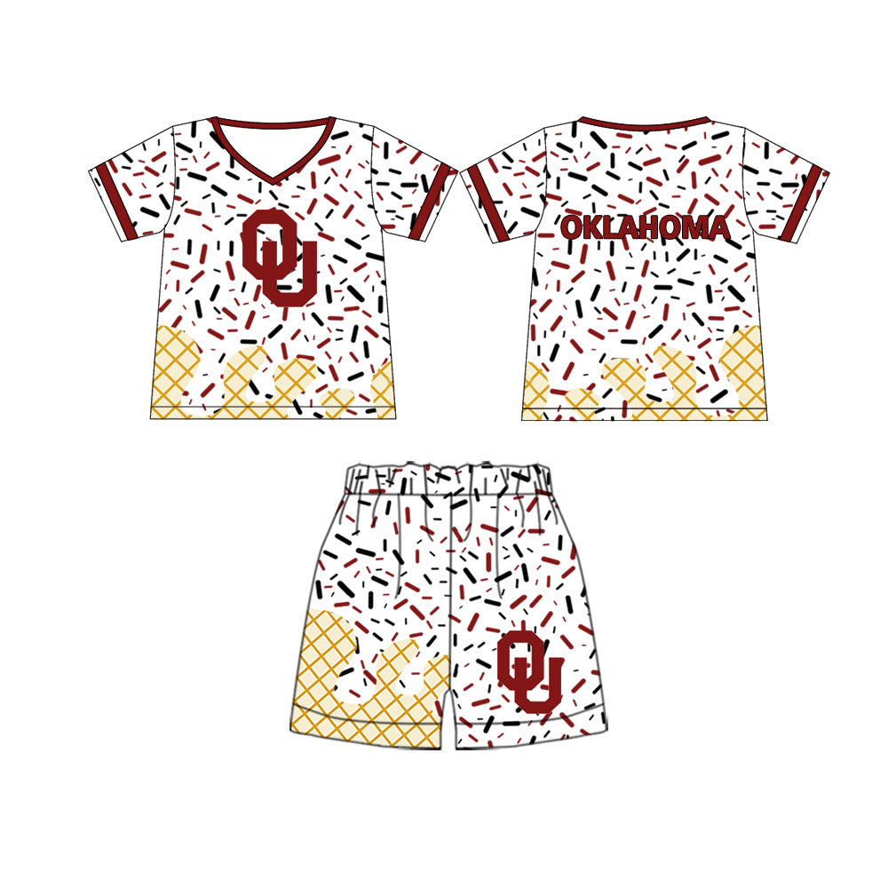 preorder(moq 5) Baby Boys Oklahoma Team Short Sleeve Tee Shirt Shorts Clothes Sets