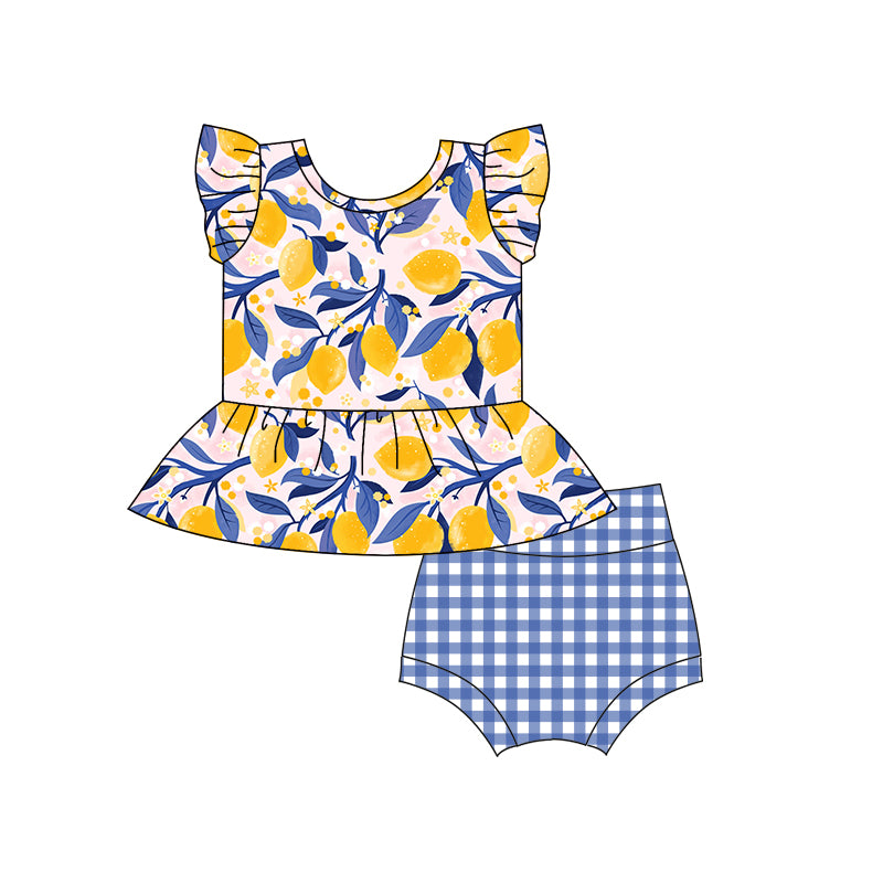 Baby Girls Toddler Lemon Top Bummie Sets preorder(moq 5)