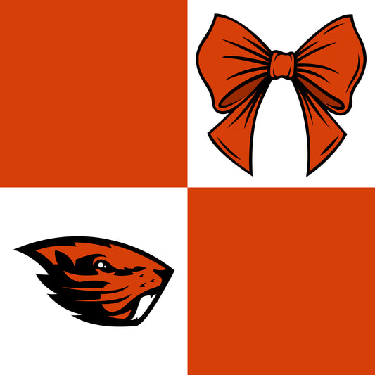 Preorder (moq 5)Baby Girls Oregon State Beavers Bows Checked Vest Skirt Short Team Clothes Sets