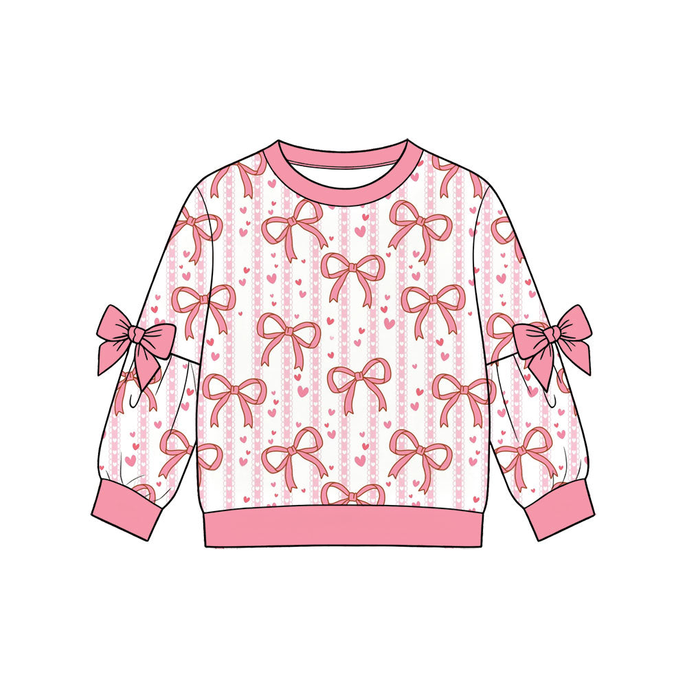 Preorder (moq 5) Baby Girls Long Sleeve Bows Hearts Valentines T-shirts Top