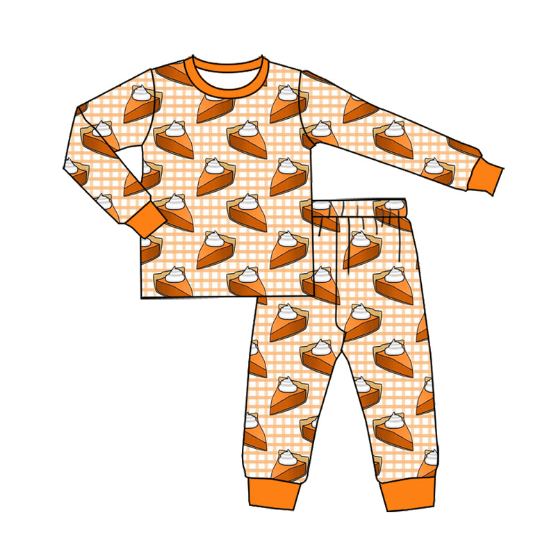 Preorder (moq 5)Baby Boys Cakes Checked Top Pants Thanksgiving Pajamas Sets