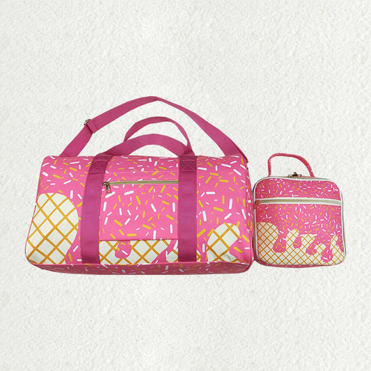 Sibling Pink Ice Cream Drip Zipper Gym Bags Lunch Box