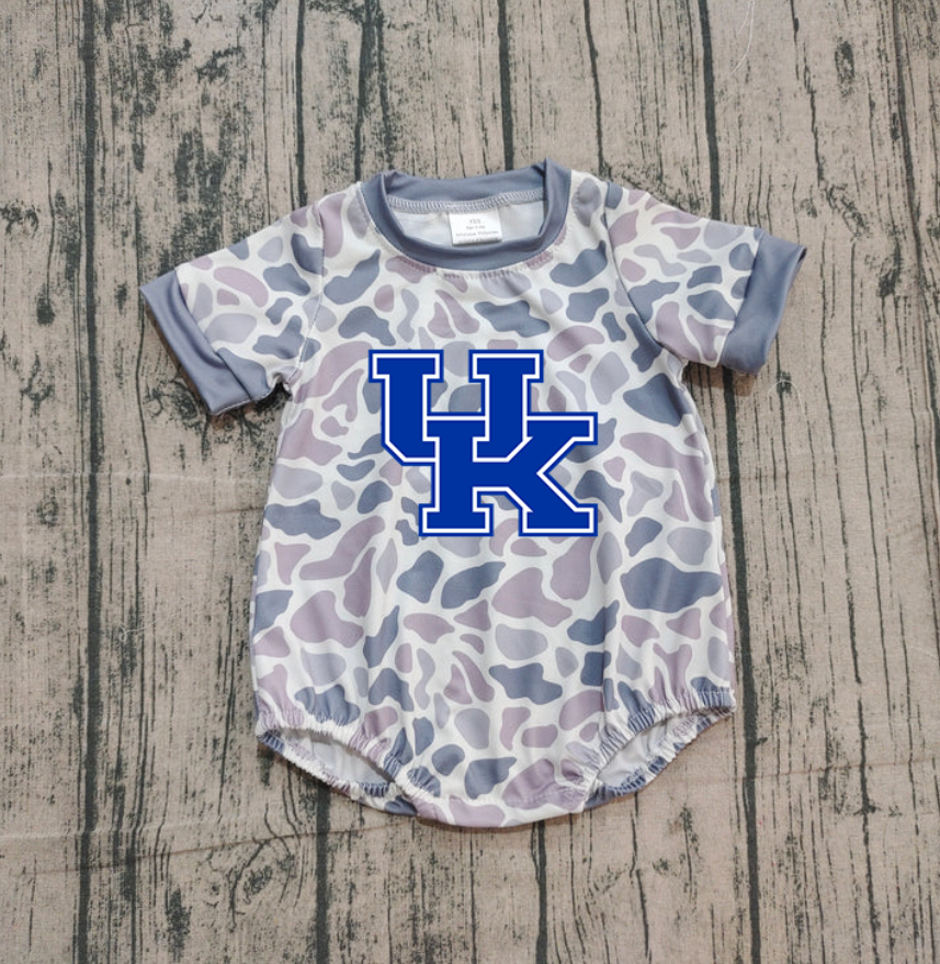 Preorder (moq 5)Baby Boys Grey Camo UK Team Rompers