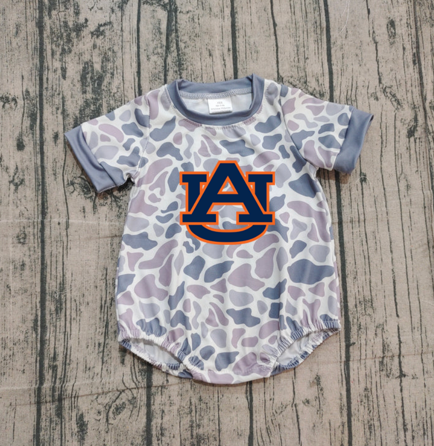 Preorder (moq 5)Baby Boys Grey Camo AU Team Rompers