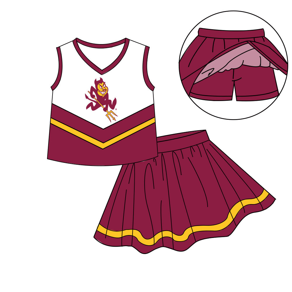 Preorder (moq 5)Baby Girls Sleeveless Vest Top Skirt Short Team Clothes Sets