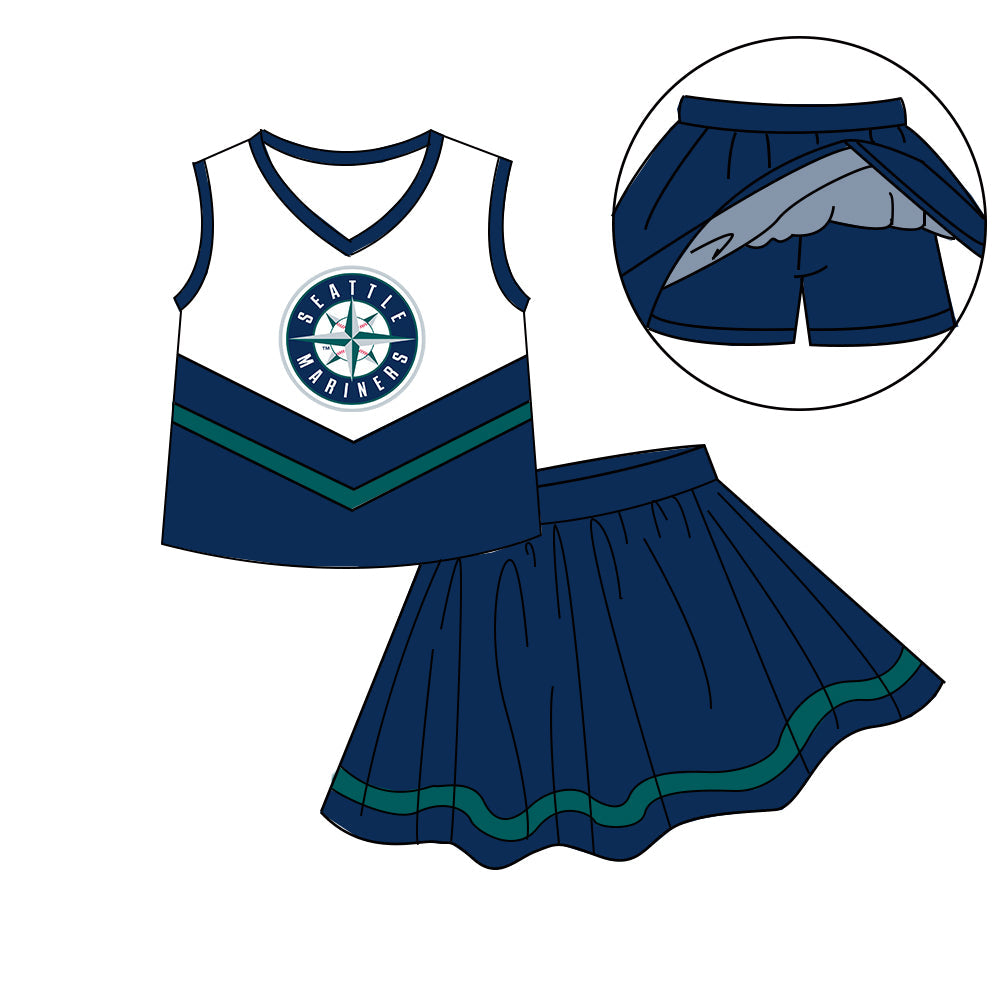 Preorder (moq 5)Baby Girls Sleeveless Vest Top Skirt Short Team Clothes Sets