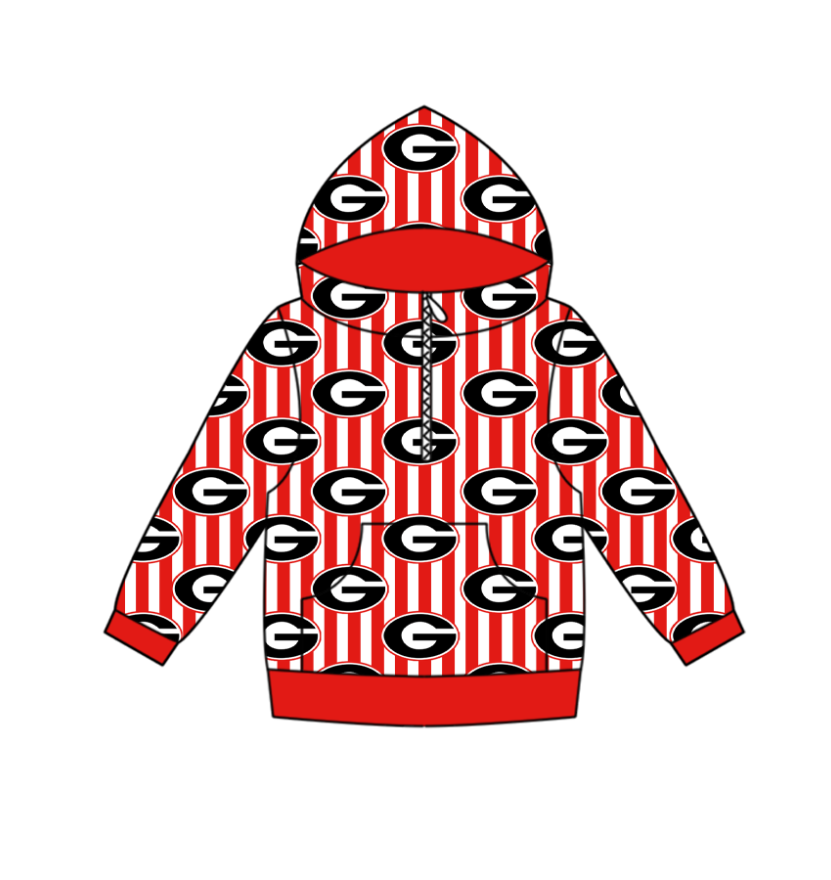 Preorder(moq 5) Baby Boys Zipper Pockets Red Stripe G Team Hoodies Top