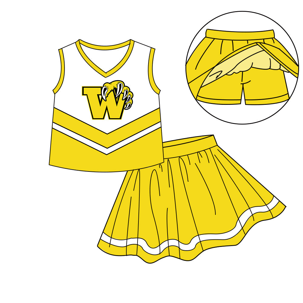 Preorder (moq 5)Baby Girls Sleeveless Vest Top Skirt Short Team Clothes Sets