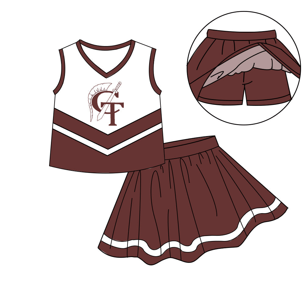 Preorder (moq 5)Baby Girls Sleeveless Vest Top Skirt Short Team Clothes Sets