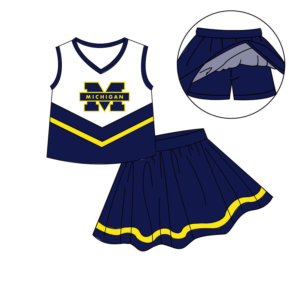 Preorder (moq 5)Baby Girls Sleeveless Vest Top Skirt Short Team Clothes Sets
