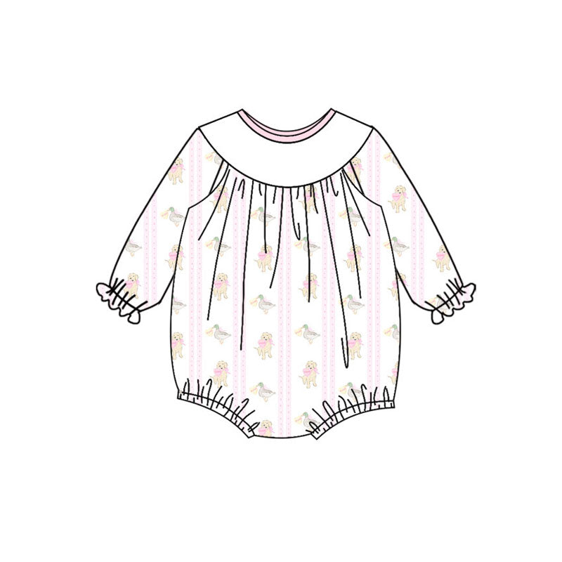 Preorder (moq 5)Baby Girls Hearts Dogs Ducks Valentine Ruffle Rompers