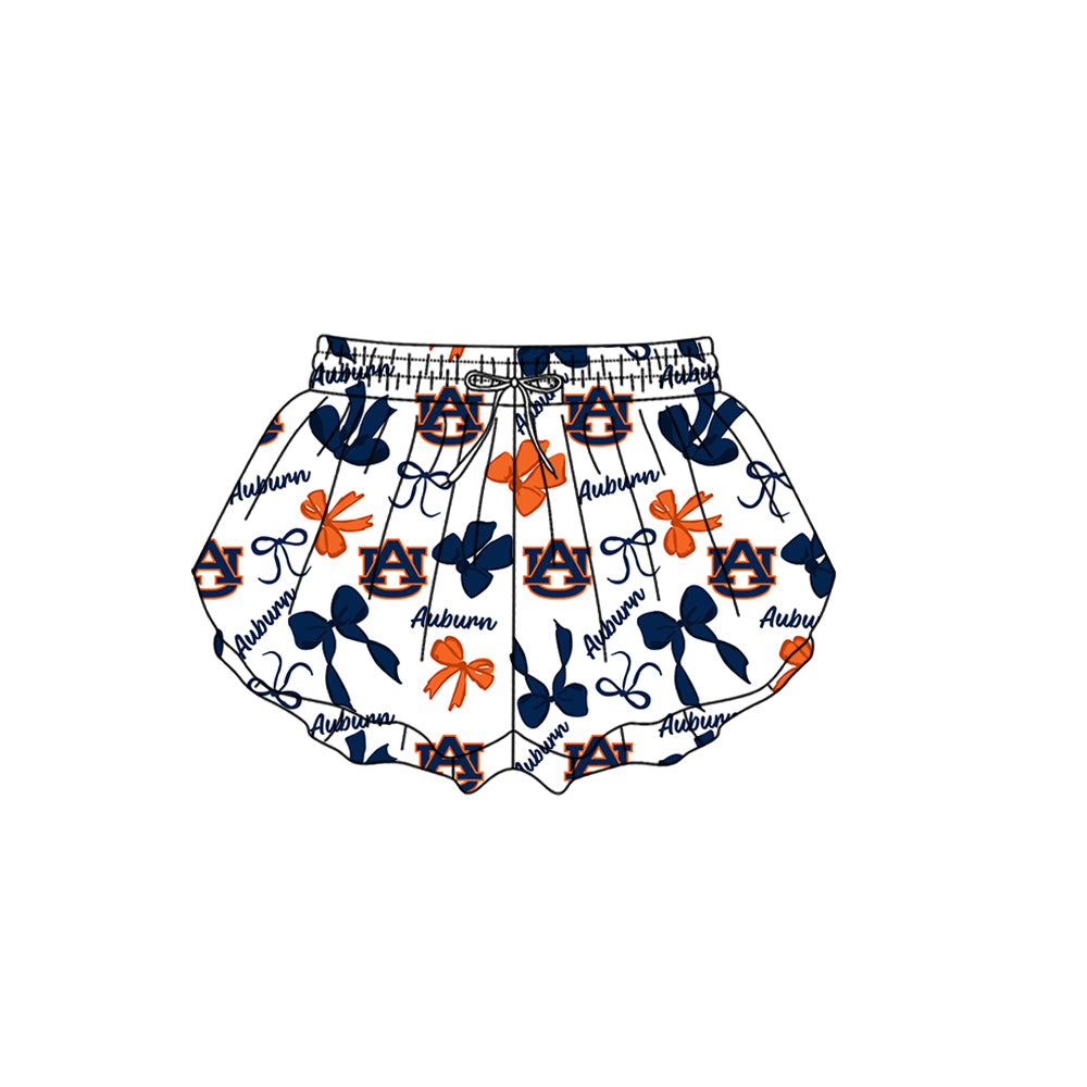 Preorder (moq 5)Baby Girls Auburn Bows Team Ruffle Shorts Bottom