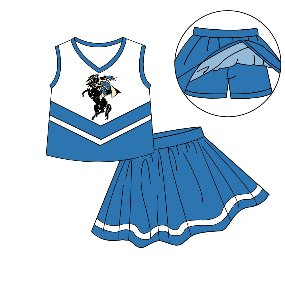 Preorder (moq 5)Baby Girls Sleeveless Vest Top Skirt Short Team Clothes Sets