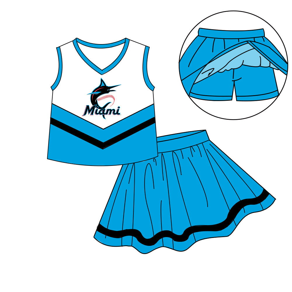Preorder (moq 5)Baby Girls Sleeveless Vest Top Skirt Short Team Clothes Sets