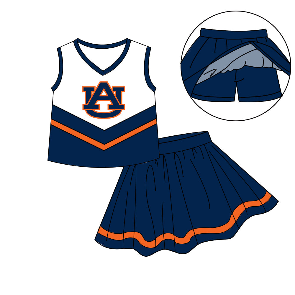 Preorder (moq 5)Baby Girls Sleeveless Vest Top Skirt Short Team Clothes Sets