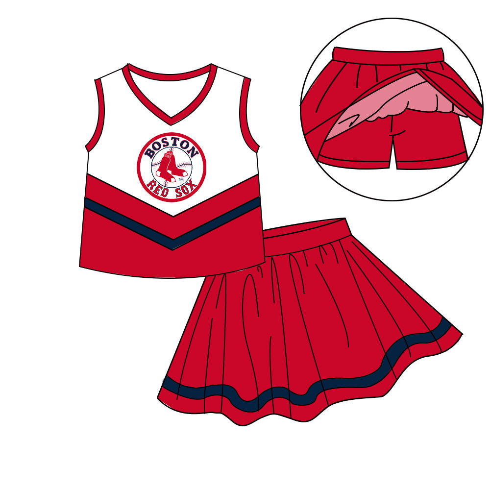 Preorder (moq 5)Baby Girls Sleeveless Vest Top Skirt Short Team Clothes Sets