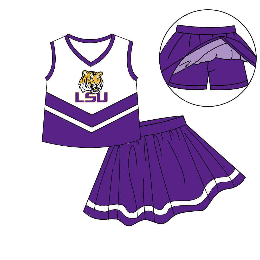Preorder (moq 5)Baby Girls Sleeveless Vest Top Skirt Short Team Clothes Sets